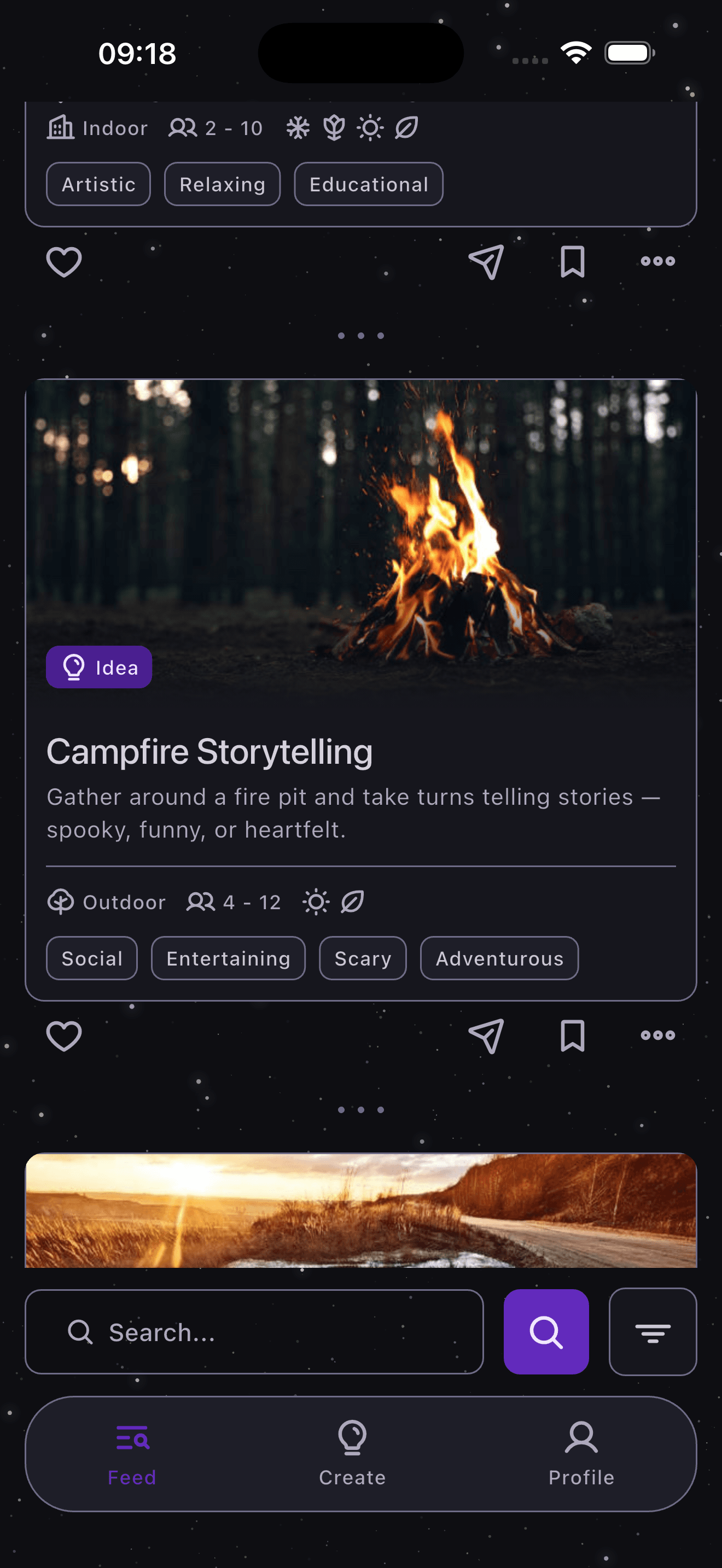 Vyolet feed showing ideas and activities